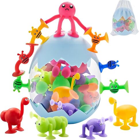 Suction Cup Toy for Baby Age 3, Suction Toys 40PCS Kids Bath Toys Ages 4-8 | Toddler Window Shower Bathtub Building Toys, Montessori Sensory Stress Release Birthday Xmas Gifts for 6-8 Years Old Boy Girl in Saudi Arabia
