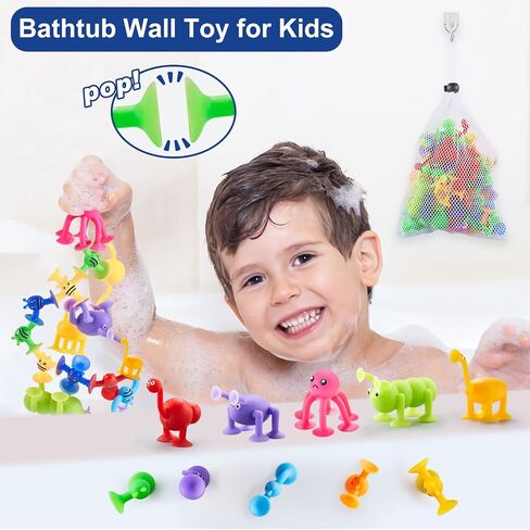 Suction Cup Toy for Baby Age 3, Suction Toys 40PCS Kids Bath Toys Ages 4-8 | Toddler Window Shower Bathtub Building Toys, Montessori Sensory Stress Release Birthday Xmas Gifts for 6-8 Years Old Boy Girl in Saudi Arabia