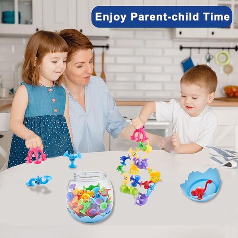 Suction Cup Toy for Baby Age 3, Suction Toys 40PCS Kids Bath Toys Ages 4-8 | Toddler Window Shower Bathtub Building Toys, Montessori Sensory Stress Release Birthday Xmas Gifts for 6-8 Years Old Boy Girl in Saudi Arabia