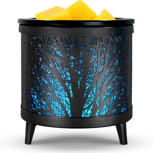 Wax Melt Warmer Candle Warmer- Metal Electric Candle Wax Warmer with Stable PTC Heating, Reusable Silicone Tray, 7 Colors Changing Night Light Scent Warmer for Home Spa Gift & Decor (Black Forest) in Kuwait