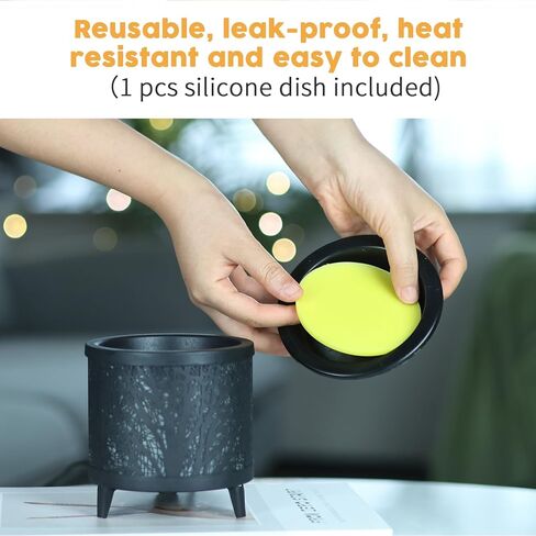 Wax Melt Warmer Candle Warmer- Metal Electric Candle Wax Warmer with Stable PTC Heating, Reusable Silicone Tray, 7 Colors Changing Night Light Scent Warmer for Home Spa Gift & Decor (Black Forest) in Kuwait