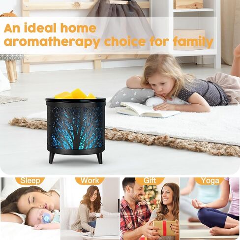 Wax Melt Warmer Candle Warmer- Metal Electric Candle Wax Warmer with Stable PTC Heating, Reusable Silicone Tray, 7 Colors Changing Night Light Scent Warmer for Home Spa Gift & Decor (Black Forest) in Kuwait