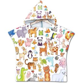 Autubin 24 x 24 Inch Kids Hooded Towel Baby Beach Bath Towel for Girls Toddler Bath Towels Ponchos with Hood Cotton Pool Toddler Towels Poncho （Animals in Kuwait