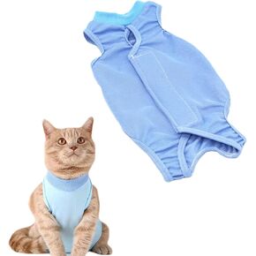 بدلة تعافي القطط، بدلة تعافي جراحة القطط لجروح البطن الجراحية، بديل الياقة الإلكترونية للقطط والكلاب، ملابس ما بعد الجراحة، ملابس القطط للقطط بعد الجراحة (أزرق، كبير) in Kuwait