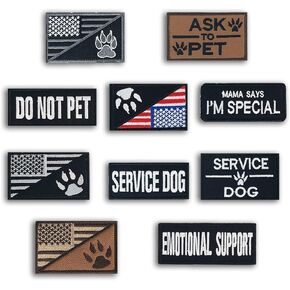 10 Pieces Service Dog Patches, Dog Vest Removable Patches for Service Embroidered Tactical Hook Loop Harness Patch Set to Pet in Training in Saudi Arabia