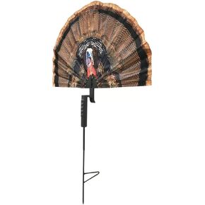 MOJO Outdoors Fatal Fan Turkey Hunting Decoy, Realistic Artificial Fan with Photo Head Mounted Stake, Turkey Hunting Gear and Accessories