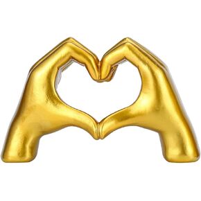 XPXKJ نحت أيدي القلب الذهبي، ديكور المنزل بإصبع الحب، تماثيل أيدي القلب ديكور الغرفة، الفن الحديث ديكور الحائط الذهبي، ديكور غرفة المعيشة الذهبية in Kuwait