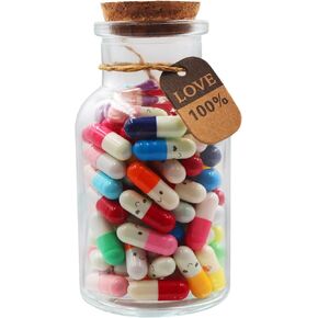 Mczxon Capsule Letters Message in a Glass Bottles, Cute Smiling Face Love Friendship Letter Colors Pill with Wishing Bottle, Message Pills for Boyfriend Girlfriend Lovers Family, 100Pcs in Kuwait