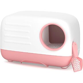 VARLNALY Full Enclosed Cat Litter Box Hidden Large Space Litter Box with Drawer. Prevent Sand Leakage and Odor Control, with Litter Scoop, Pull-Out Type Easy to Clean, Pink in Saudi Arabia