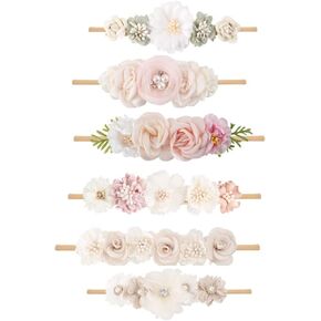 6pcs Baby Headbands Nweborn Flower Hair Bows for Girls-Infant Elastic Hair Band Bows Wraps Baby Headband Hair Accessories Gifts for Toddles in Saudi Arabia