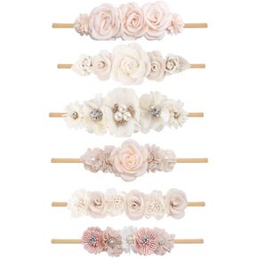 6pcs Baby Headbands Nweborn Flower Hair Bows for Girls-Infant Elastic Hair Band Bows Wraps Baby Headband Hair Accessories Gifts for Toddles in Kuwait