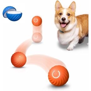 لعبة الكلاب التفاعلية الذكية من بيتجرافيتي، كرة نطاطة بإضاءة LED، كرة دوارة نشطة للكلاب/الجرو/الكلاب الصغيرة/المتوسطة والقطط قابلة لإعادة الشحن عبر USB مع غطاء بديل (مجموعة برتقالية) in Kuwait