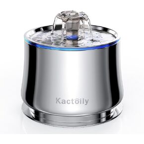 نافورة مياه للقطط من الفولاذ المقاوم للصدأ من كاكتويلي، نافورة مياه أوتوماتيكية للحيوانات الأليفة سعة 2.5 لتر/84 أونصة، مضخة فائقة الهدوء و2 مرشحات، نافورة للقطط للشرب مع ضوء LED، خالية من مادة BPA in Kuwait