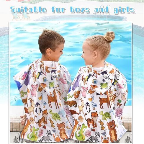 Autubin 24 x 24 Inch Kids Hooded Towel Baby Beach Bath Towel for Girls Toddler Bath Towels Ponchos with Hood Cotton Pool Toddler Towels Poncho （Animals in Kuwait