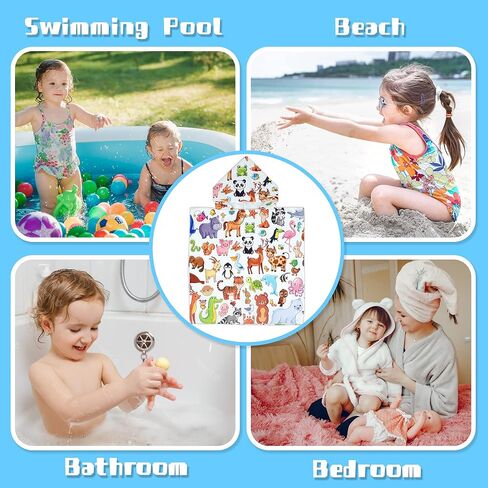 Autubin 24 x 24 Inch Kids Hooded Towel Baby Beach Bath Towel for Girls Toddler Bath Towels Ponchos with Hood Cotton Pool Toddler Towels Poncho （Animals in Kuwait