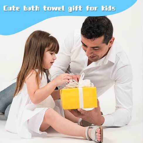 Autubin 24 x 24 Inch Kids Hooded Towel Baby Beach Bath Towel for Girls Toddler Bath Towels Ponchos with Hood Cotton Pool Toddler Towels Poncho （Animals in Kuwait