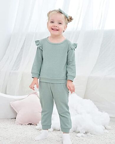 Toddler Baby Girl Fall Winter Clothes Newborn Infant Floral Pullover Sweatshirt T-Shirts+Pants 3PCS Outfits Set in Saudi Arabia