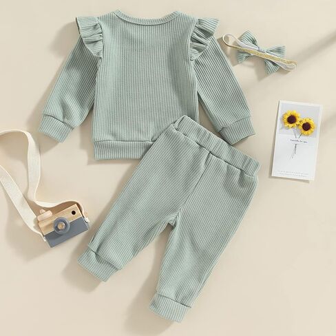 Toddler Baby Girl Fall Winter Clothes Newborn Infant Floral Pullover Sweatshirt T-Shirts+Pants 3PCS Outfits Set in Saudi Arabia
