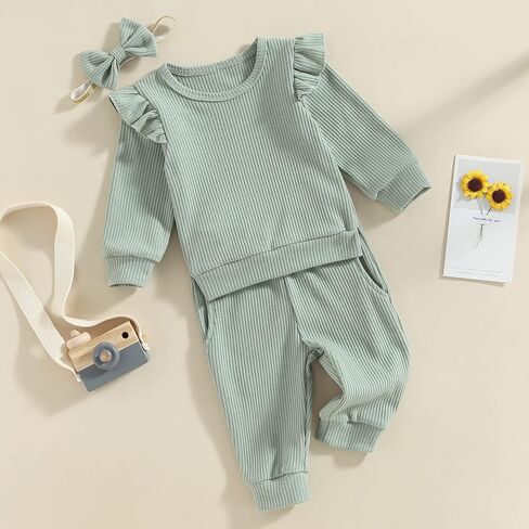 Toddler Baby Girl Fall Winter Clothes Newborn Infant Floral Pullover Sweatshirt T-Shirts+Pants 3PCS Outfits Set in Saudi Arabia