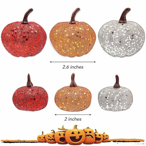 24 قطعة من اليقطين الاصطناعي اللامع، 12 لونًا متنوعًا، قرع مزيف للهالوين، خريف، ديكور طاولة حفلات عيد الشكر (مقاسين) in Kuwait
