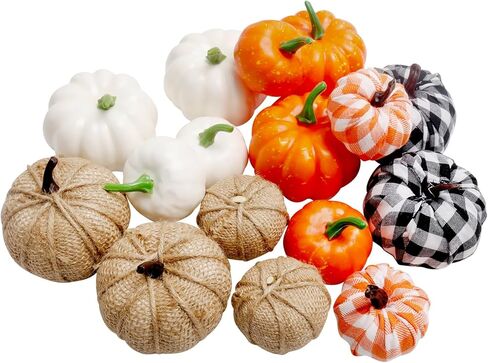 X Hot Popcorn 16PCS القرع الاصطناعي فو الرغوة القرع وهمية القرع حصاد القرع لخريف الخريف موسم الشكر عيد الهالوين الديكور in Kuwait