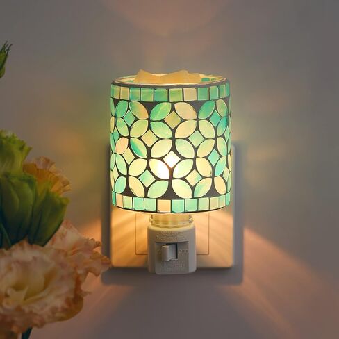 Motifeur فسيفساء الزجاج المكونات في الشمع العطر تذوب أكثر دفئا، ديكور ضوء الليل قابل للتوصيل (شكل ورقة البط البري) in Kuwait