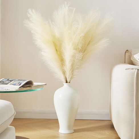 ال بي شماو-دي 8 قطع من عشب البامبا الصناعي طويل 43 انش/3.6 قدم، عشب بومبوس صناعي كبير منفوش لا يتساقط، زهور بومباس مزيفة لملء المزهرية، ديكور الزفاف بوهو، غرفة المزرعة، ديكور المنزل (بيج) in Kuwait