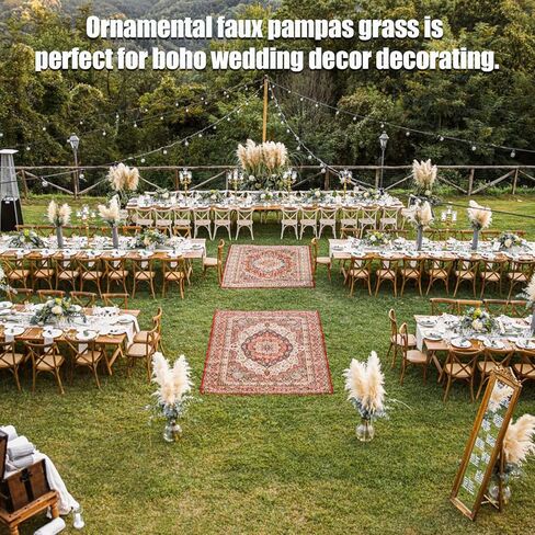 ال بي شماو-دي 8 قطع من عشب البامبا الصناعي طويل 43 انش/3.6 قدم، عشب بومبوس صناعي كبير منفوش لا يتساقط، زهور بومباس مزيفة لملء المزهرية، ديكور الزفاف بوهو، غرفة المزرعة، ديكور المنزل (بيج) in Kuwait