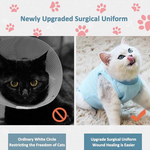 بدلة تعافي القطط، بدلة تعافي جراحة القطط لجروح البطن الجراحية، بديل الياقة الإلكترونية للقطط والكلاب، ملابس ما بعد الجراحة، ملابس القطط للقطط بعد الجراحة (أزرق، كبير) in Kuwait