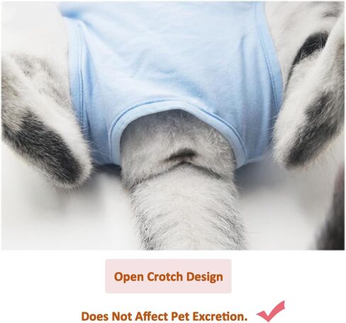 بدلة تعافي القطط، بدلة تعافي جراحة القطط لجروح البطن الجراحية، بديل الياقة الإلكترونية للقطط والكلاب، ملابس ما بعد الجراحة، ملابس القطط للقطط بعد الجراحة (أزرق، كبير) in Kuwait