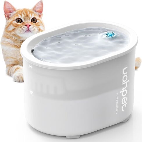 uahpet نافورة مياه للقطط، نافورة مياه للحيوانات الأليفة تعمل بالبطارية ولاسلكية للقطط بالداخل، موزع مياه تلقائي للتركيب بدون جهد للقطط والكلاب 67 أونصة/2 لتر in Kuwait