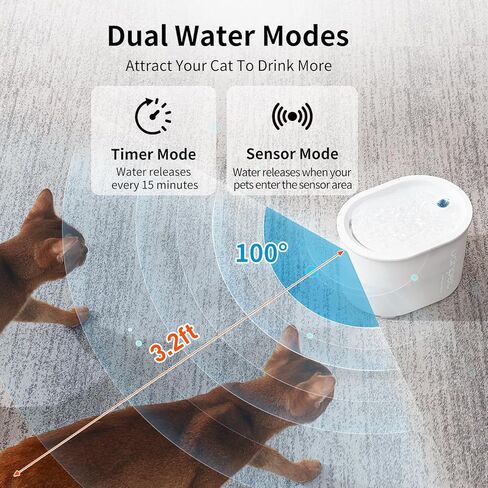 uahpet نافورة مياه للقطط، نافورة مياه للحيوانات الأليفة تعمل بالبطارية ولاسلكية للقطط بالداخل، موزع مياه تلقائي للتركيب بدون جهد للقطط والكلاب 67 أونصة/2 لتر in Kuwait