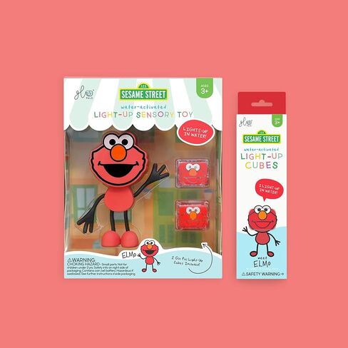 Glo Pals x Sesame Street Elmo Water-Activated Bath Toy with 6 Reusable Light-Up Cubes for Sensory Play in Saudi Arabia