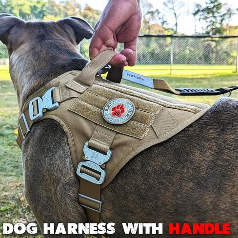 Pets ProMax Tactical Dog Harness with 4 Metal Buckles, Waterproof; bite-Proof Military Grade Dog Vest, Stop pulls but Does not Choke his Neck, Great with Prevents Escapes, Dog Harness for Large Dogs in Kuwait