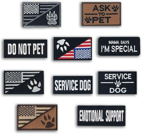 10 Pieces Service Dog Patches, Dog Vest Removable Patches for Service Embroidered Tactical Hook Loop Harness Patch Set to Pet in Training in Saudi Arabia