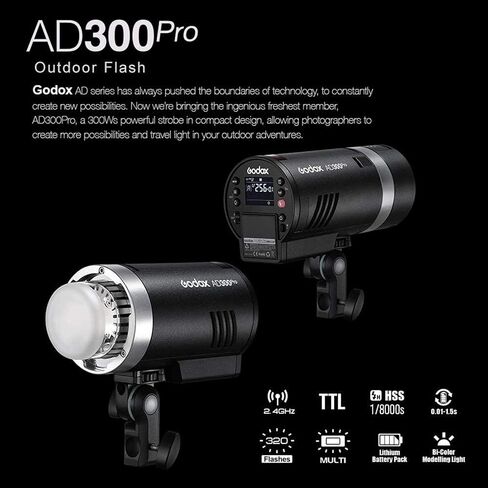 GODOX AD300 Pro Godox AD300Pro Godox Flash for Sony Camera,w/Godox XPro-S Flash Trigger,TTL 2.4G HSS 1 / 8000s Outdoor Flash with 2600mAh Lithium Battery,0.01-1.5S Recycle Time,320 Full Power Flashes in Saudi Arabia