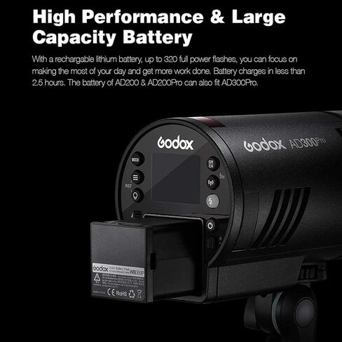 GODOX AD300 Pro Godox AD300Pro Godox Flash for Sony Camera,w/Godox XPro-S Flash Trigger,TTL 2.4G HSS 1 / 8000s Outdoor Flash with 2600mAh Lithium Battery,0.01-1.5S Recycle Time,320 Full Power Flashes in Saudi Arabia