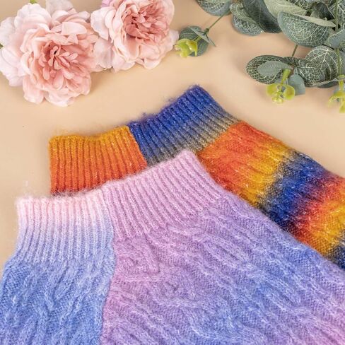 Rainbow Mohair Dog Poncho, Cold Weather Cable Dog Sweater for Small Dogs, Classic Turtleneck Thick Puppy Clothes with Leash Hole DS93S in Saudi Arabia