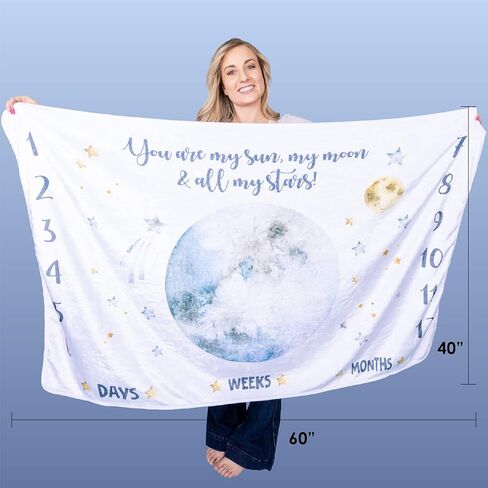 بطانية هابينست للأطفال الصغار الشهرية - هدايا للأطفال حديثي الولادة إلى السنة الأولى من العمر والنمو صور لكل شهر in Kuwait