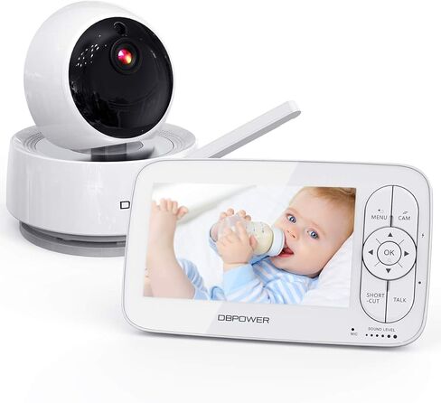 شاشة بيبي فيديو دي بي باور، شاشة أطفال عالية الدقة 1080P 12.7 سم مع كاميرا وصوت، رؤية ليلية، صوت ثنائي الاتجاهين، نطاق يصل إلى 274.3 متر in Kuwait