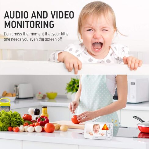 شاشة بيبي فيديو دي بي باور، شاشة أطفال عالية الدقة 1080P 12.7 سم مع كاميرا وصوت، رؤية ليلية، صوت ثنائي الاتجاهين، نطاق يصل إلى 274.3 متر in Kuwait