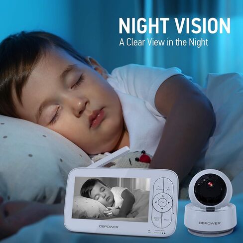 شاشة بيبي فيديو دي بي باور، شاشة أطفال عالية الدقة 1080P 12.7 سم مع كاميرا وصوت، رؤية ليلية، صوت ثنائي الاتجاهين، نطاق يصل إلى 274.3 متر in Kuwait