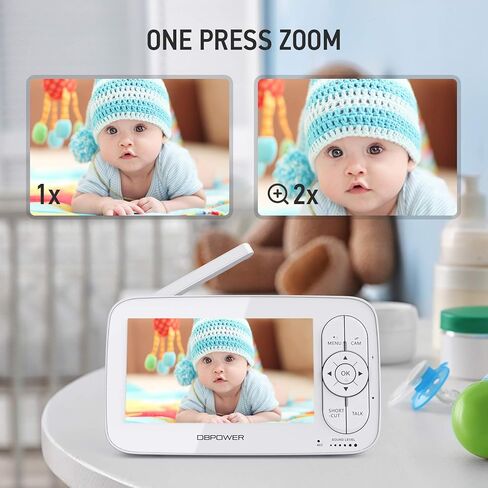 شاشة بيبي فيديو دي بي باور، شاشة أطفال عالية الدقة 1080P 12.7 سم مع كاميرا وصوت، رؤية ليلية، صوت ثنائي الاتجاهين، نطاق يصل إلى 274.3 متر in Kuwait