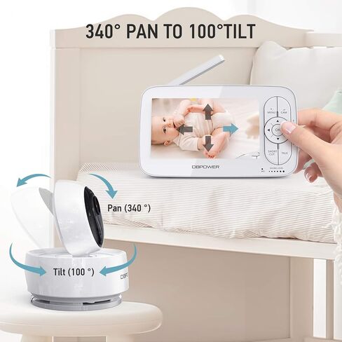 شاشة بيبي فيديو دي بي باور، شاشة أطفال عالية الدقة 1080P 12.7 سم مع كاميرا وصوت، رؤية ليلية، صوت ثنائي الاتجاهين، نطاق يصل إلى 274.3 متر in Kuwait