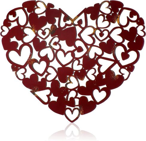 Metal Wall Art Rustic Heart Wall Decor Infinity Love Wall Decor Wine Red Wall Art Hearts Decorative Metal Art for Wall Infinity Heart Wall Decor for Home Bedroom Decoration, 12.6 x 9.8 Inches in Saudi Arabia