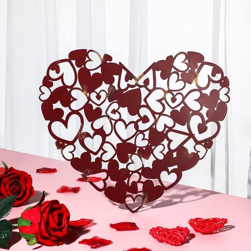 Metal Wall Art Rustic Heart Wall Decor Infinity Love Wall Decor Wine Red Wall Art Hearts Decorative Metal Art for Wall Infinity Heart Wall Decor for Home Bedroom Decoration, 12.6 x 9.8 Inches in Saudi Arabia