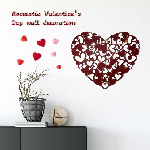 Metal Wall Art Rustic Heart Wall Decor Infinity Love Wall Decor Wine Red Wall Art Hearts Decorative Metal Art for Wall Infinity Heart Wall Decor for Home Bedroom Decoration, 12.6 x 9.8 Inches in Saudi Arabia
