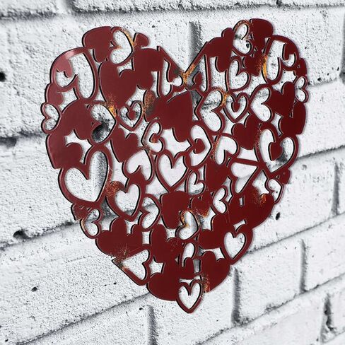 Metal Wall Art Rustic Heart Wall Decor Infinity Love Wall Decor Wine Red Wall Art Hearts Decorative Metal Art for Wall Infinity Heart Wall Decor for Home Bedroom Decoration, 12.6 x 9.8 Inches in Saudi Arabia