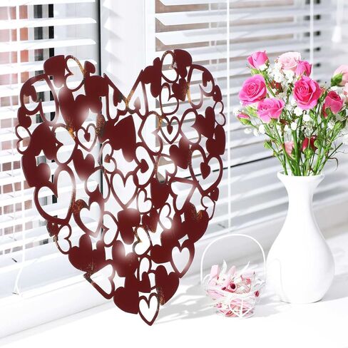 Metal Wall Art Rustic Heart Wall Decor Infinity Love Wall Decor Wine Red Wall Art Hearts Decorative Metal Art for Wall Infinity Heart Wall Decor for Home Bedroom Decoration, 12.6 x 9.8 Inches in Saudi Arabia