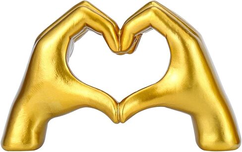 XPXKJ نحت أيدي القلب الذهبي، ديكور المنزل بإصبع الحب، تماثيل أيدي القلب ديكور الغرفة، الفن الحديث ديكور الحائط الذهبي، ديكور غرفة المعيشة الذهبية in Kuwait